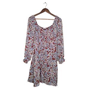Maurices Floral Smocked V Neck Babydoll Dress